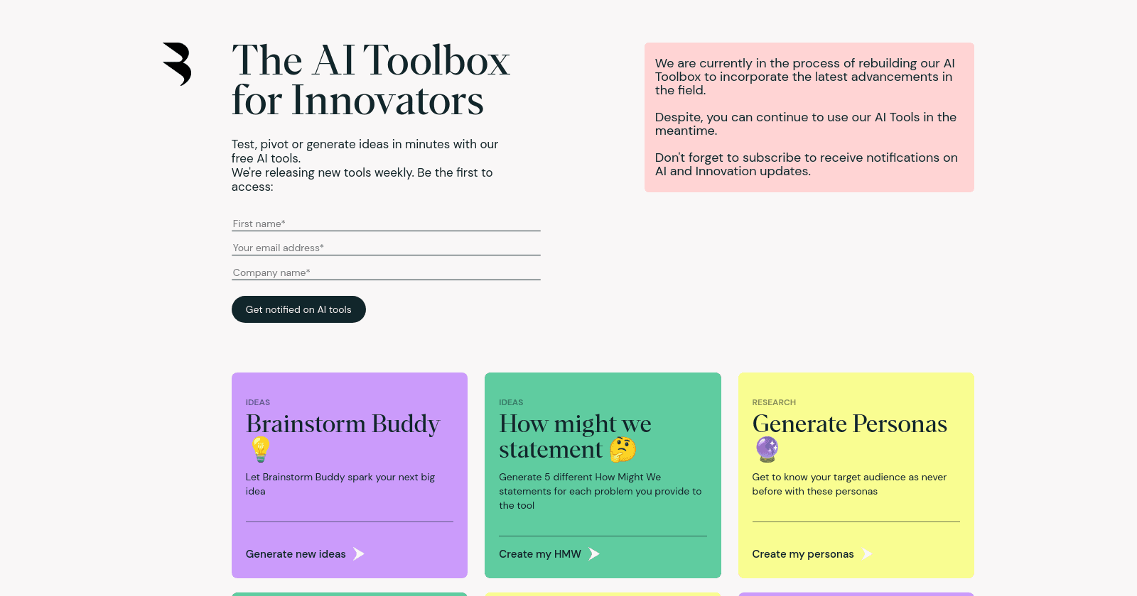 Boîte à outils de l'IA pour les innovateurs